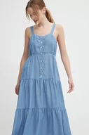 Sukienki - Pepe Jeans sukienka EDITH kolor niebieski midi rozkloszowana PL953483 - miniaturka - grafika 1