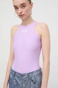 Koszulki sportowe damskie - Versace Jeans Couture body damskie kolor fioletowy - miniaturka - grafika 1