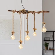 Lampy sufitowe - Näve Lampa wisząca Rope, 5-punktowa z drewna i juty - miniaturka - grafika 1