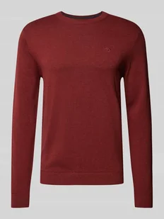 Sweter z dzianiny z wyhaftowanym logo model ‘BASIC’ - Swetry męskie - miniaturka - grafika 1