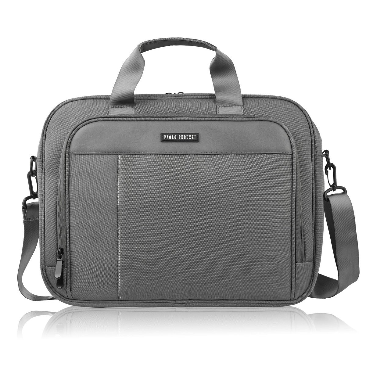 Torba na laptopa szara unisex materiałowa lekka do ręki na ramię Paolo Peruzzi AS-02-DGR