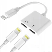 Adaptery i przejściówki - ADAPTER PRZEJŚCIÓWKA ROZDZIELACZ 1X2 LIGHTING AUDIO+AV DO IPHONE X 12 13 14 - miniaturka - grafika 1