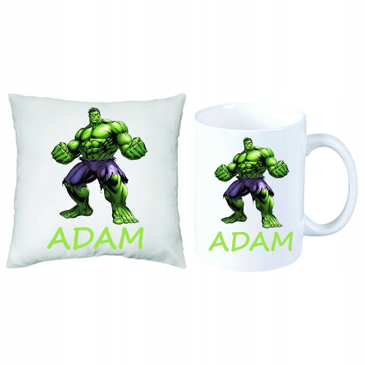 ZESTAW PREZENT PODUSZKA + KUBEK Hulk Avengers IMIĘ