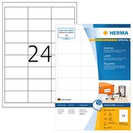 Etykiety do drukarek - HERMA 10779 Uniwersalne etykiety do drukarek atramentowych DIN A4 (66 x 33,8 mm, 80 arkuszy, papier, matowe), samoprzylepne, nadają się do drukowania, naklejki permanentne, 1920 naklejek, białe - miniaturka - grafika 1