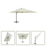 Parasole ogrodowe - The Living Store Parasol wiszący z lampkami LED i słupkiem - 300 cm - piaskowy - Parasol Wiszący - miniaturka - grafika 1