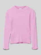 Koszulki dla dziewczynek - Bluzka o kroju slim fit z długim rękawem i okrągłym dekoltem model ‘VIANNA’ - miniaturka - grafika 1
