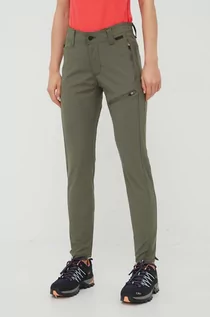 Spodnie damskie - Wrangler spodnie damskie kolor zielony dopasowane medium waist - grafika 1