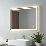 Lustra - EMKE Lustro łazienkowe LED 80x60cm lustro łazienkowe z oświetleniem 3 barwy światła 3000-6400K zimne białe neutralne ciepłe białe światło lustro łazienkowe z włącznikiem dotykowym + przeciwmgielne IP44 energooszczędne - miniaturka - grafika 1