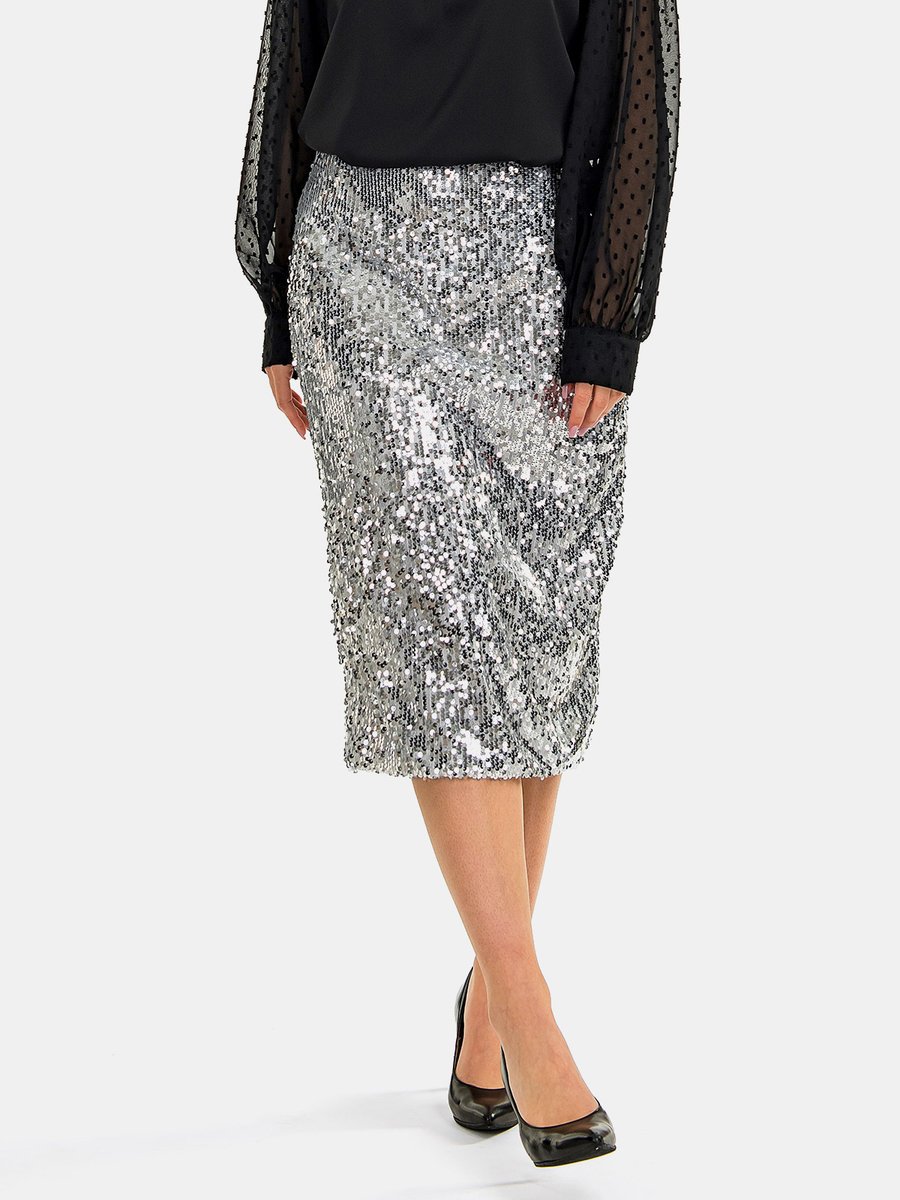 Cekinowa spódnica M srebrny