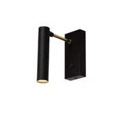 Lampy ścienne - Kaspa Czarny kinkiet LARS 50717105 ścienna tuba LED 4W 3000K włącznik - miniaturka - grafika 1