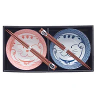 Zestawy do sushi - Zestaw misek pałeczkami RED & BLUE MANEKEI WAVE MIJ 400 ml 2 szt. - miniaturka - grafika 1