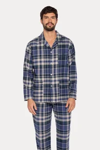 Flanelowa piżama męska MANUEL XL Ciemnoniebieski - Piżamy męskie - miniaturka - grafika 1