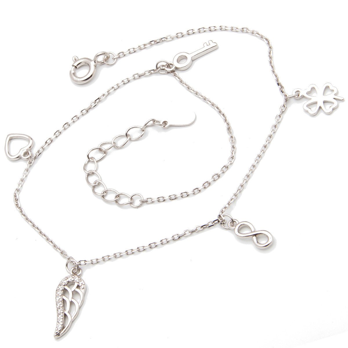 Srebrna bransoletka na nogę - nieskończone szczęście