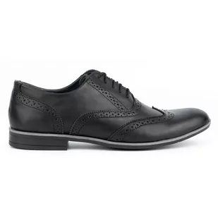 Buty wizytowe skórzane BROGSY 306GT czarne - Buty Olivier - Półbuty męskie - miniaturka - grafika 1
