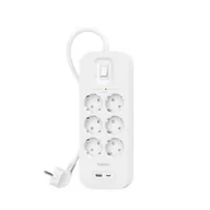 Listwy zasilające - Belkin SurgePlus 6x Schuko 1xUSB-A 1xUSB-C 650J 2m - darmowy odbiór w 22 miastach i bezpłatny zwrot Paczkomatem aż do 15 dni - miniaturka - grafika 1