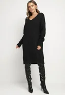 Sukienki - Czarna Dzianinowa Sukienka z Domieszką Wełny o Pudełkowym Kroju Esmerea - miniaturka - grafika 1