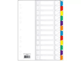 TIERRA Przekładki kart. laminowane Tres A4 1-12 kolorowe PLA4-12KOLOR - Przekładki do segregatorów - miniaturka - grafika 1