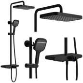Zestawy prysznicowe - Rea Zestaw Prysznicowy REA Bari Czarny - miniaturka - grafika 1