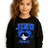 Bluzy dla dziewczynek - Bluza Dziecięca czarna JINU SAJABOYS Do Szkoły K-pop Muzyka Wz Rozm 104 cm - miniaturka - grafika 1