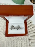 Spinki do mankietów i krawatów - SPINKI DO MANKIETÓW srebrne rowerzysta rower kolarz - miniaturka - grafika 1