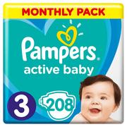 Pieluchy - Pampers Active Baby 3 208 szt. - miniaturka - grafika 1