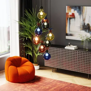 Kare Lampa wisząca Mazzo Nove, szkło multicolor, 9-punktowa - Lampy sufitowe - miniaturka - grafika 1