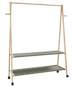 Wieszaki i stojaki - Wieszak bambusowy na kółkach z 2 półkami 132cm D6-Z58 - miniaturka - grafika 1