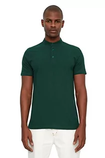 Koszule męskie - Trendyol Męska męska koszula polo slim basic mandarynka kołnierz dzianina, zieony (Szmaragdowa zieleń), S - grafika 1