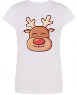 Koszulki i topy damskie - Świąteczny T-Shirt damski kolorowy Rudolf Renifer Prezent S - miniaturka - grafika 1