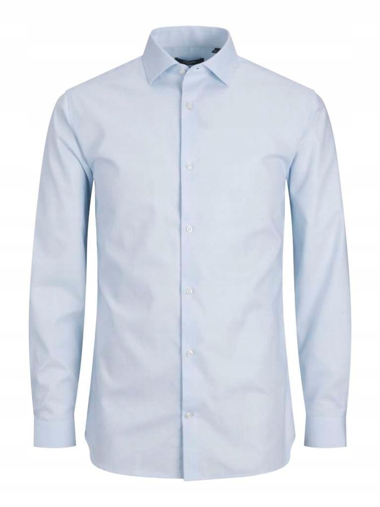 JACK & JONES ELEGANCKA KOSZULA MĘSKA Z BAWEŁNY NIEBIESKA M 1N2A