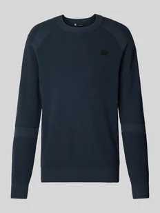 Sweter z dzianiny z wyhaftowanym logo - Swetry męskie - miniaturka - grafika 1