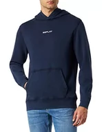 Bluzy męskie - Replay Męska bluza z kapturem M6277, niebieska 085, XXL - miniaturka - grafika 1
