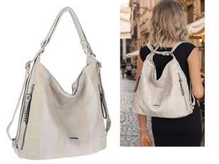 Torebka Damska Shopper Plecak Miejska 2w1 Worek Torba na Ramię SR090 Szara - Torebki damskie Torebka Damska Shopper Plecak Miejska 2w1 Worek Torba na Ramię SR090 Szara - Torebki damskie - miniaturka - grafika 1