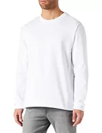Koszulki męskie - Schiesser Męska koszulka z długim rękawem, okrągły dekolt, piżama górna część, biały, 52 - miniaturka - grafika 1