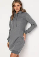 Bluzy damskie - Ciemnoszara Tunika Bluza z Bawełną Kapturem i Sznurkami Mivilora - miniaturka - grafika 1
