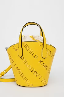 Torebki damskie - KARL Lagerfeld Lagerfeld torebka skórzana kolor żółty - grafika 1