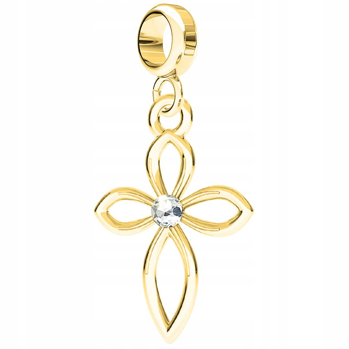 Charms Złoty z Krzyżykiem Krzyżem Cyrkonia Cross Krzyż Krzyżyk SREBRO 925