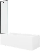 Wanny - Mexen Cubik wanna prostokątna 160 x 70 cm z obudową i parawanem 1-skrzydłowym 50 cm, czarny wzór - 550316070X9505007070 - miniaturka - grafika 1