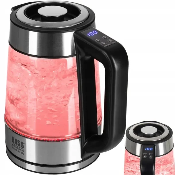 Czajnik Elektryczny 1,7l 2200w Reg Temp 40-100°c Szklany Bezprzewodowy