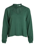 Bluzki damskie - Vila Damska bluzka Visuvita L/S Lace top/SU-NOOS, Pineeedle, 38, Pineneedle, 38 - miniaturka - grafika 1
