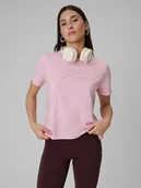 Koszulki i topy damskie - 4F T-shirt boxy z nadrukiem damski - różowy XS - miniaturka - grafika 1