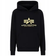 Bluzy męskie - Bluza z kapturem Alpha Industries Basic Carbon 146343 365 - Czarna/Złota - miniaturka - grafika 1