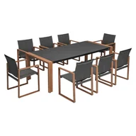 Meble ogrodowe - Top E Shop Zestaw Mebli Ogrodowych Jadalnianych DUISBURG dla 8 Osób Stół i 8 Foteli ANTRACYT / BRĄZOWY M-MO-ZEO-DUI-ZEJ-SZA - miniaturka - grafika 1