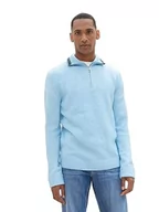 Swetry męskie - TOM TAILOR sweter męski, 34174 - Middle Blue White Core, L - miniaturka - grafika 1