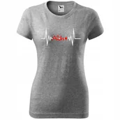 Koszulki i topy damskie - Damska Koszulka z Nadrukiem grupa krwi - a rh+ Honorowy Dawca Krwi Prezent ciemnoszary melanż M - miniaturka - grafika 1