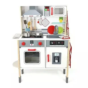 Drewniana kuchnia zabawkowa premium z efektami świetlnymi i dźwiękowymi - Zabawki AGD - miniaturka - grafika 1