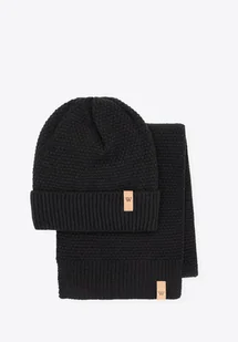 Zestaw zimowy: czapka i szalik o grubym splocie czarny - Czapki damskie Zestaw zimowy: czapka i szalik o grubym splocie czarny - Czapki damskie - miniaturka - grafika 1