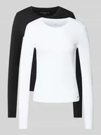 Bielizna nocna - Bluzka z długim rękawem o kroju regular fit z mieszanki bawełny w zestawie 2 szt. - miniaturka - grafika 1