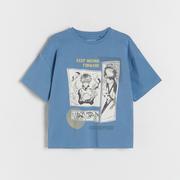Koszulki dla chłopców - Reserved - Bawełniany t-shirt z nadrukiem - Niebieski - miniaturka - grafika 1