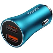 Ładowarki samochodowe - Baseus Golden Contactor Max, 2x USB, 60W CGJM000003 Niebieska - miniaturka - grafika 1